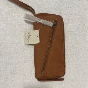 Free People Brown Wristlet Clutch